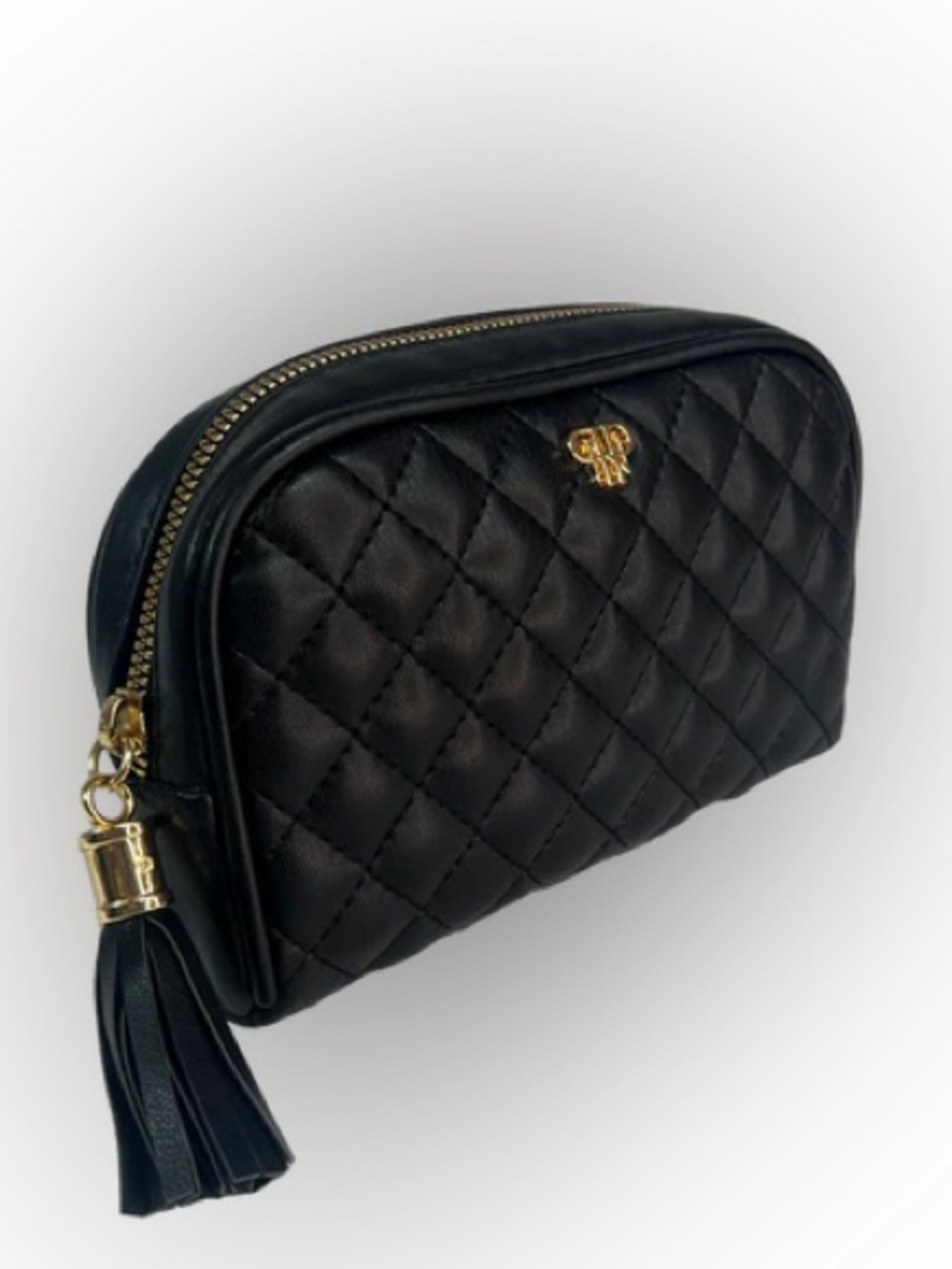 NWT PurseN Black Quilted Women's Cosmetic Pouch with Tassel